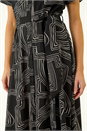 Black Geo Linear Print Shirt Midi Dress, Image 6 of 6