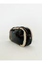 Black Patent Shoulder Bag with Borg Fur Trim, Image 4 of 6