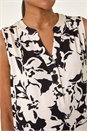 Black Floral Print V-Neck Vest Top, Image 5 of 5