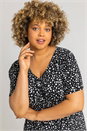 Black Curve Spot Print Hanky Hem Top, Image 4 of 4