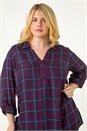 Navy Curve Checkered Overshirt, Image 1 of 5