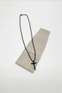 Black Cross Pendant Necklace in Black, Image 2 of 4