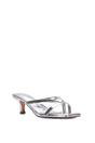 Silver XY LONDON Silver 'Tiana' Kitten Heel Sandal Mules With Toe Post, Image 2 of 6