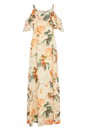 ORANGE Floral Cold Shoulder Chiffon Maxi Dress, Image 4 of 4