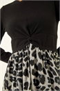 Grey Animal Print Twist Front Midi Dress, Image 5 of 5