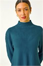 Blue Embellished Stitch Knitted Dress, Image 4 of 5