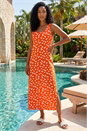 Orange Lemon Print Midi Dress, Image 1 of 4