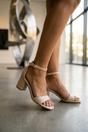 Beige Saoirse Minimalist Block Heel Ankle Sandals, Image 3 of 4