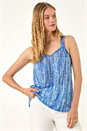 Blue Burnout Stripe Print Vest Top, Image 1 of 5