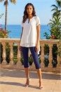 Ivory  Ring Front Chiffon Overlay Top, Image 2 of 4