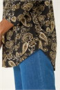 Black Paisley Puff Print Stretch Top, Image 5 of 5