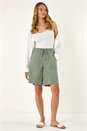 Khaki Drawcord Detail Pocket Shorts, Image 2 of 5