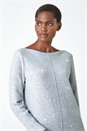 Grey Sparkly Stretch Jumper Dress, Image 4 of 5