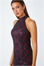 Black Lace Halter Neck Stretch Dress, Image 4 of 5