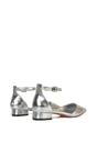 Silver 'Jenny' Low Heel Flat Pointed Toe Ankle Strap Court Shoes, Image 4 of 5