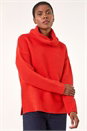 Red Textured Cowl Neck Jumper, Image 4 of 7