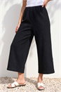 Black Petite Textured Cropped Stretch Trouser, Image 1 of 4