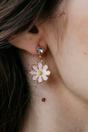 Pink Daisy Zircon Dangle Stud Earrings, Image 1 of 3