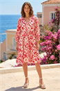 Pink Petite Floral V-Neck Tiered Dress , Image 1 of 4