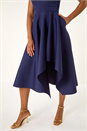 Navy  Asymmetric Flared Hem Midi Dress, Image 5 of 5