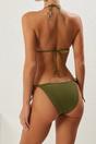 Khaki WOVCOR Khaki Accessory Detail Triangle Bikini Set with Tie Side, Image 4 of 4