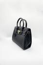 Black Top Handle Satchel Handbag, Image 4 of 5