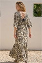 Ivory  Floral Border Boho Maxi Dress, Image 3 of 4