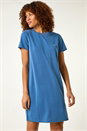 Blue Stitch Detail T-Shirt Dress, Image 2 of 5