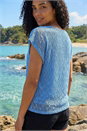 Blue Lace Overlay Stretch Top, Image 3 of 4