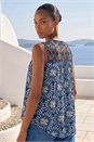 Navy  Tie Dye Lace Detail Vest, Image 3 of 4
