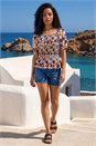  Floral Print Shirred Bardot Top, Image 2 of 4