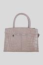 Grey Real Leather Structured Handbag with Detachable Strap, Image 3 of 4