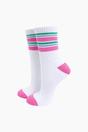 Multi Pink Striped Cotton Sports Socks, Image 1 of 4