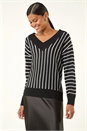 Black Metallic Stripe Knit Jumper, Image 4 of 5