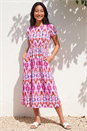 PINK Petite Aztec Print Stretch Pocket Midi Dress, Image 2 of 4