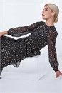 Black Tiered Metallic Spot Print Maxi Dress, Image 2 of 5