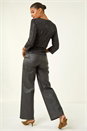 Black Sequin Wrap Stretch Top, Image 3 of 5