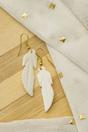White The Colourful Aura Leaf Shell Long Drop Hook Earrings, White, Image 1 of 3