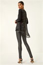 Black Ring Front Foil Tunic Top, Image 4 of 6