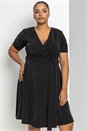 Black Curve Shimmer Wrap Dress, Image 1 of 4