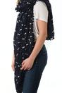 Navy Blue Pom Pom Pineapple Foil Scarf, Image 3 of 4