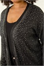 Black Curve Sparkly Longline Knit Cardigan, Image 5 of 5