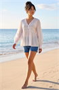 White Dusk Cotton Lace Pintuck Top, Image 2 of 4