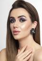 Black AVANT-GARDE PARIS Black Floral Pearl Stud Earrings In Light Pink, Image 4 of 5