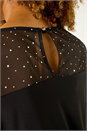 Black Holographic Foil Mesh Sleeve Top, Image 5 of 5