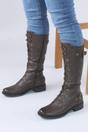 Brown AJVANI Brown Lace Up Calf Military Biker Boots, Image 5 of 6