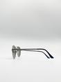 Silver Aviator Sunglasses With Blue Mirror Lenses, Image 3 of 5