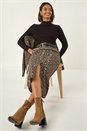 Brown Animal Print Stretch Midi Skirt, Image 2 of 5