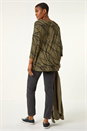 Khaki Abstract Line Print Stretch Jersey Top, Image 3 of 5