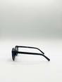 Black Classic Bold Rounded Sunglasses in Black, Image 4 of 6